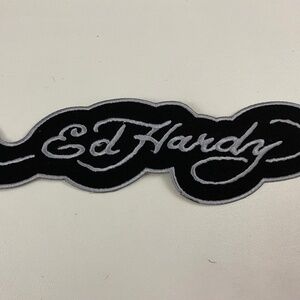 Ed Hardy Black Iron on Patch Appliqué Embroidered Sewing (Large)